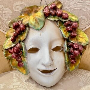 Vintage Italian by Cottura ceramic mask wall hanging.